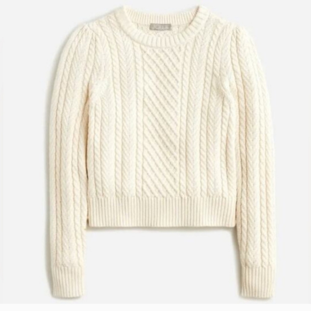 Cable-knit white sweater